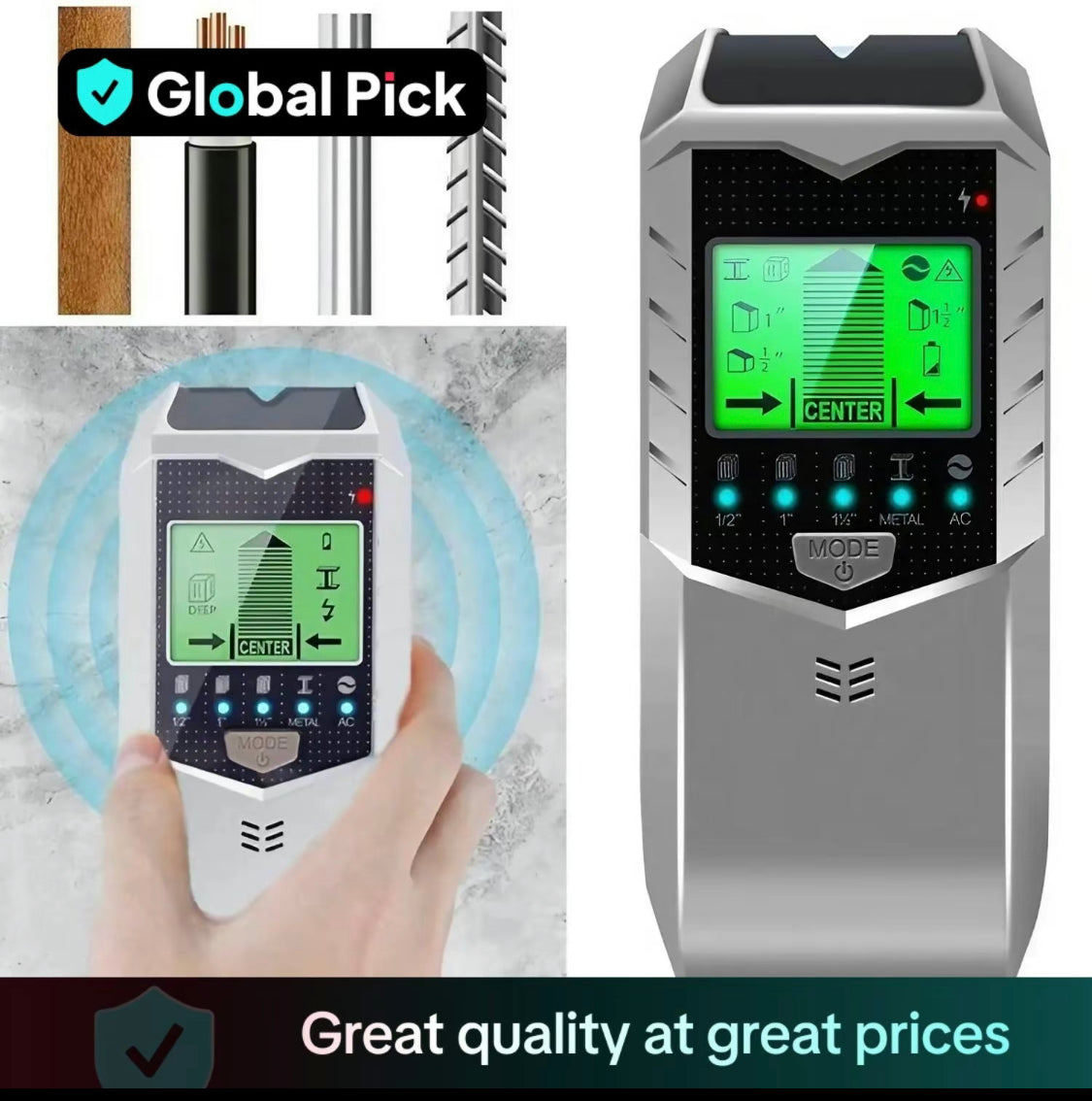 Detector de pared 5 en 1: localiza cables, tuberías, metal, vigas y más