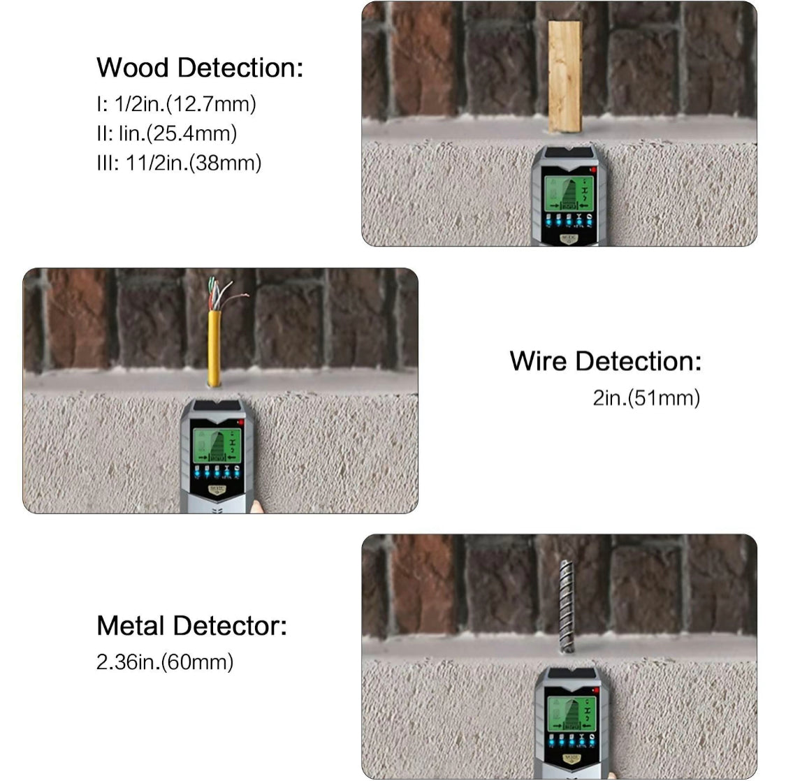 Detector de pared 5 en 1: localiza cables, tuberías, metal, vigas y más