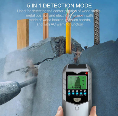 Detector de pared 5 en 1: localiza cables, tuberías, metal, vigas y más