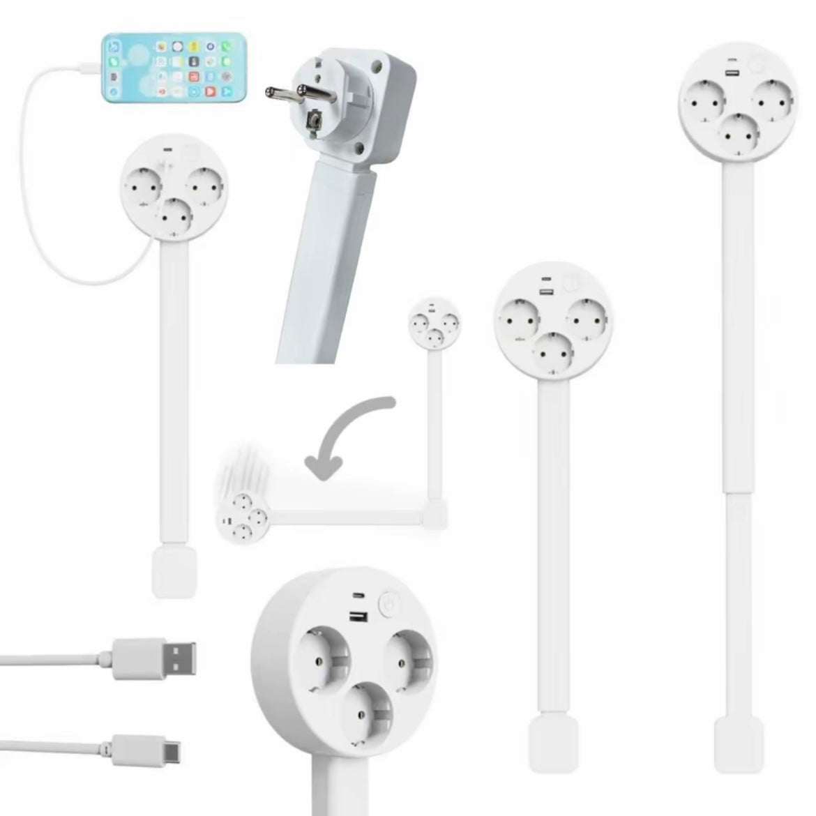 Regleta extensible con múltiples enchufes