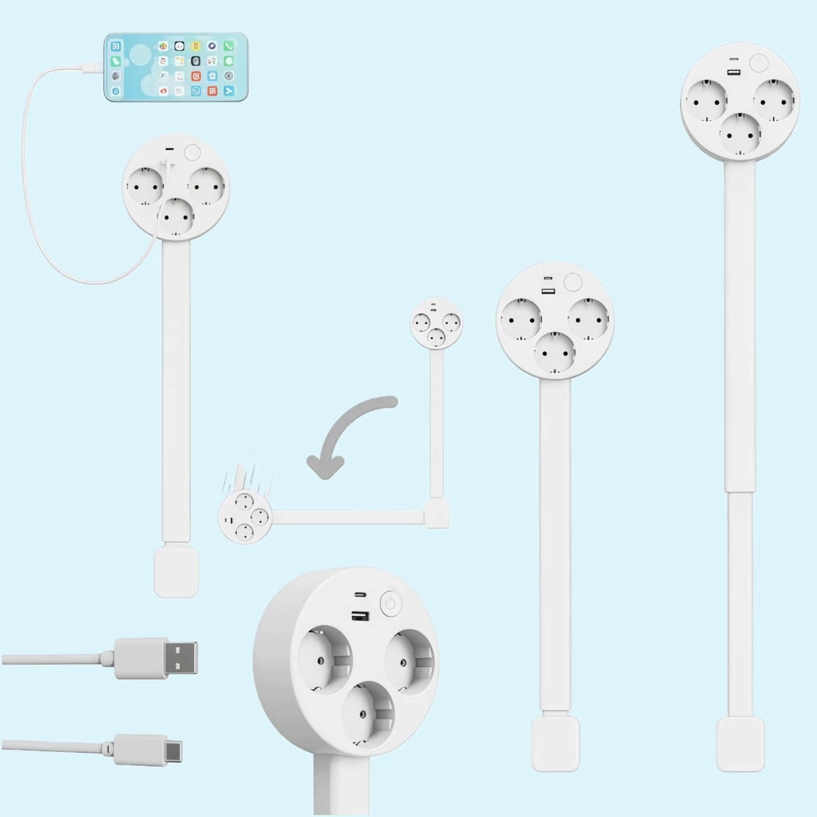 Regleta extensible con múltiples enchufes