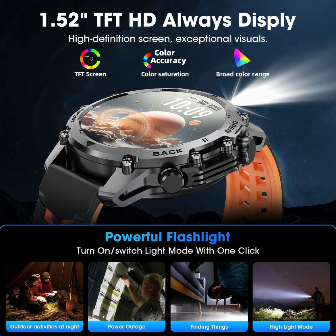 Reloj inteligente redondo de diseño moderno con funciones avanzadas